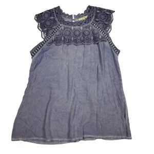 Andree Blue Lace Sleeveless Top